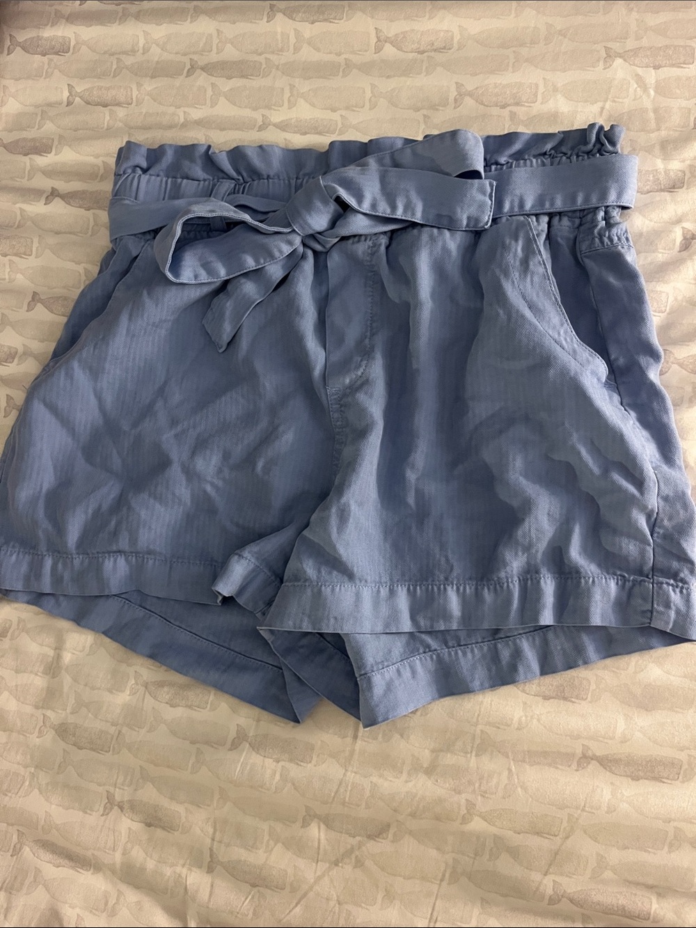 Women’s Light Blue Waist Tie Shorts